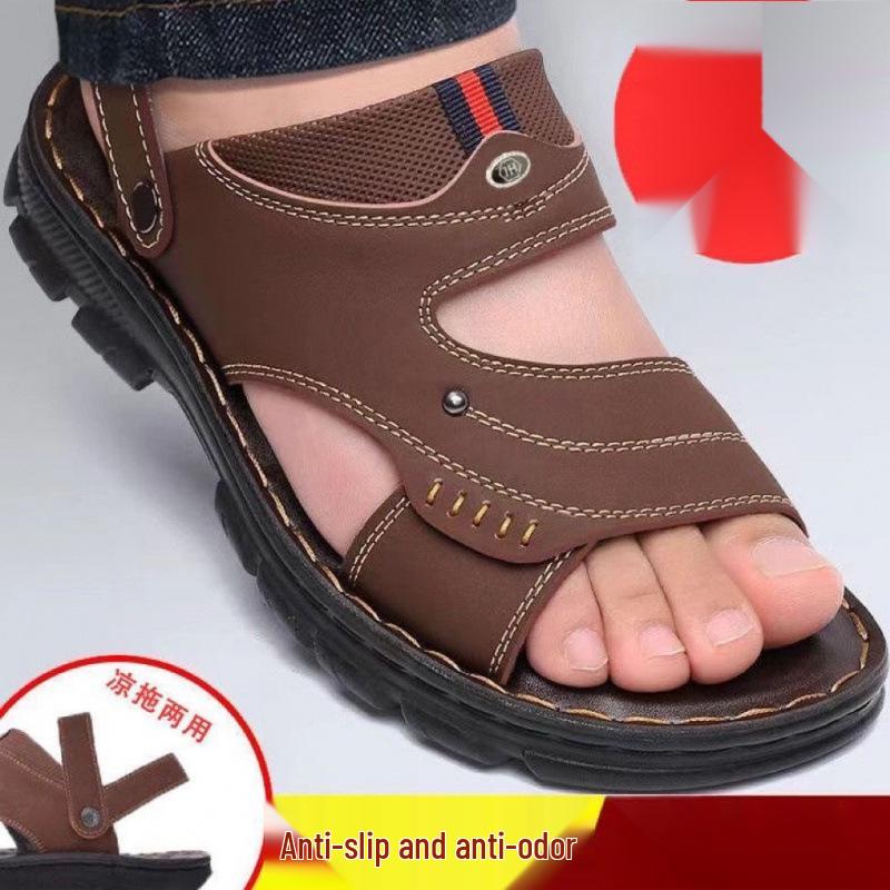 Vattentåliga Halkfria Mellanlånga Tofflor för Herrar - Slitstarka Casual Sandaler (Stil 12522)