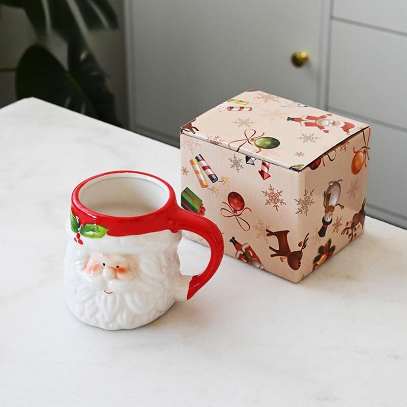 1PC Christmas Ceramic Mug 3D Cartoon Santa Claus Snowman Elk Penguin Water Cup Gift Home Decoration