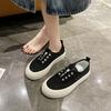 Mesh Breathable Sequins Little White Shoes Women's 2025 Summer New One-pedal Lazy Casual Versatile Platform Canvas Shoes