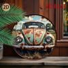 Vintage Car Rusty Metal Tin Sign 2D Round Retro Garage Cafe Wall Decor