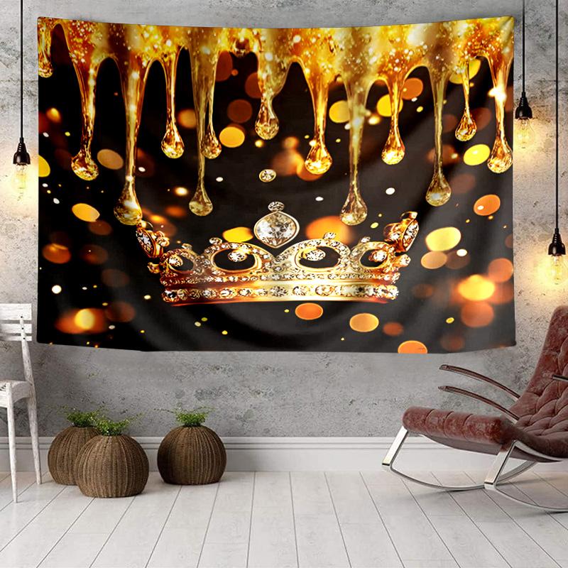 Pink Crown Sparkle Majesty Tapestry, Unique Design Tapestry, Wall Decor for Bedroom,Livingroom, Playroom,Heartwarming Fan Holiday Gifts