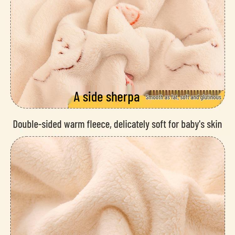 Gruby Koralowy Polarowy Koc dla Dzieci - Przytulna Zimowa Kołdra dla Niemowlaka, na Drzemkę lub do Biura