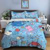 Cartoon Sea Creatures Pattern Bedding Set for Kids Luxury Gift 3pcs Digital Print Comforter Set Soft Comfortable Breathable