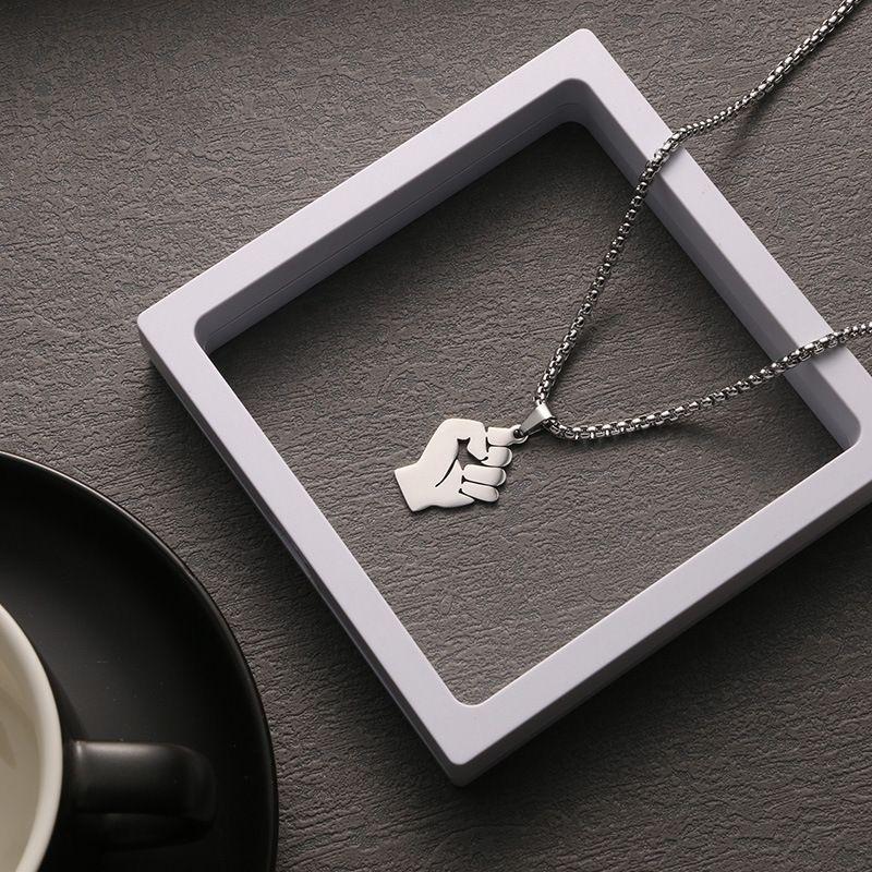 Neutral Titanium Steel Fist Pendant Necklace, Street Dance Accessories, Hip-hop Men's And Women's Accessories, Personalized Internet Sweater