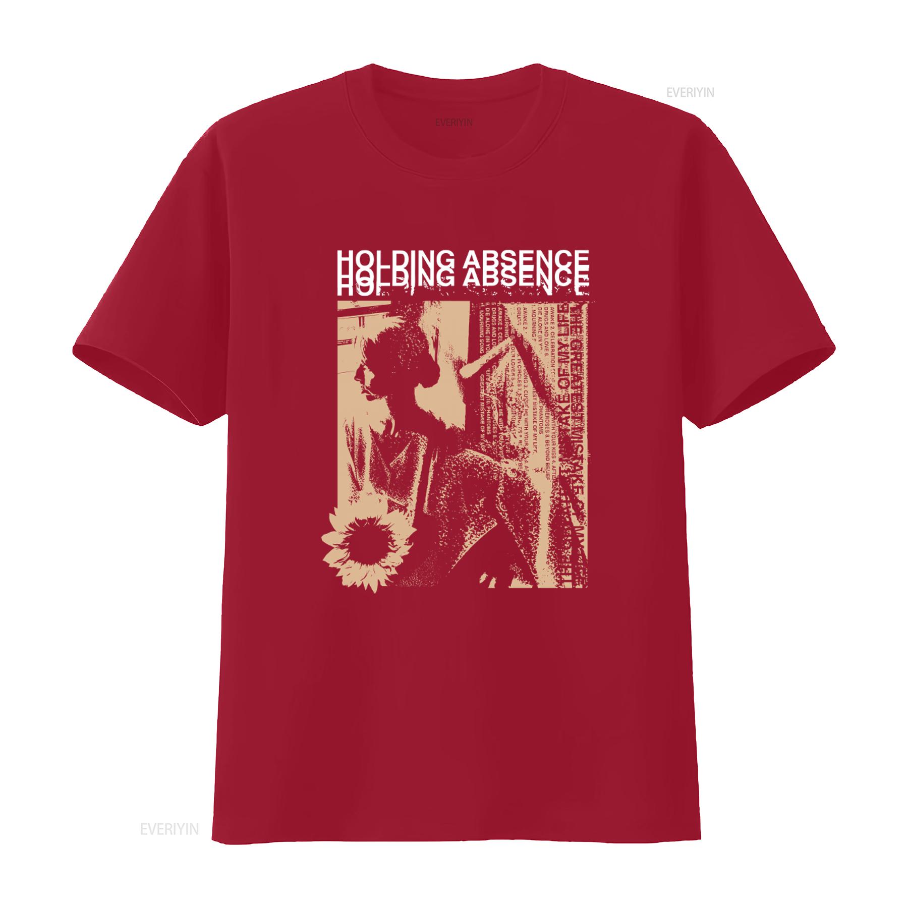 

Holding Absence Band T shirt Metal Music Inspired Design with Sunflower Typography Print Casual vintage Washed homme Slightly S