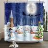 Christmas Shower Curtain Xmas Tree Winter Forest Snow Cute Snowman Bathroom Shower Curtain Waterproof Bath Curtain With Hook