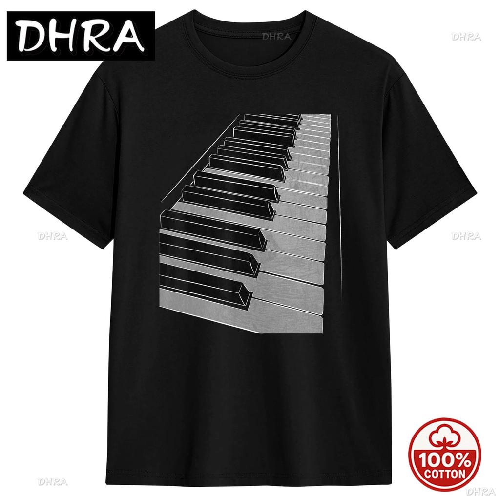 T-shirt Unisex T-shirt Tastiera Pianoforte Harajuku 2026 Estate T-shirt Larga Streetwear Morbida Puro Cotone 100% Abbigliamento Casual Idea Regalo