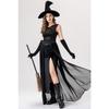 Dark gothic halloween costume witch long dress vampire reaper black purple dress