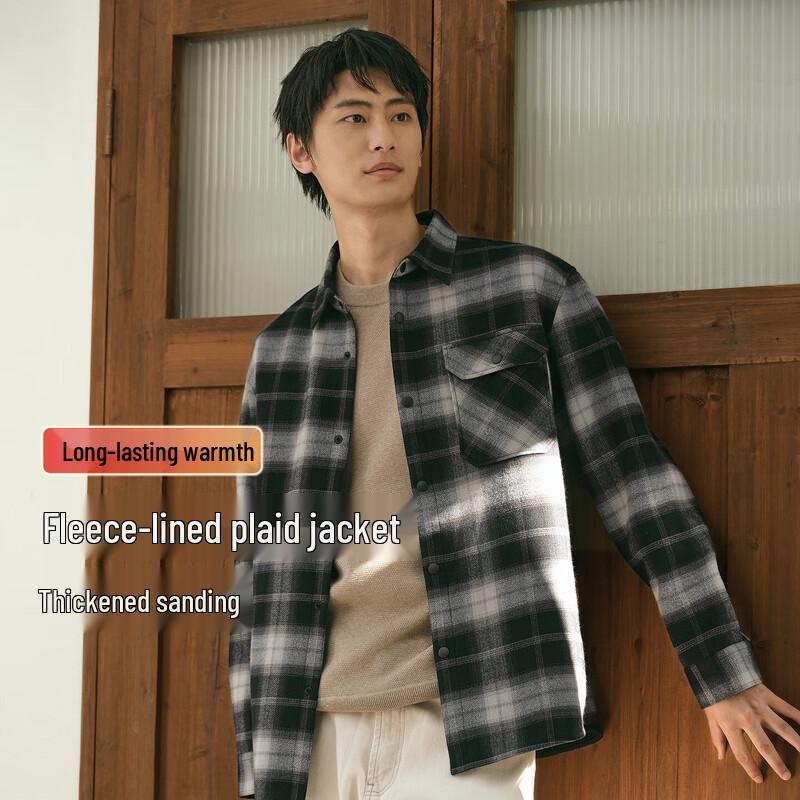 

Hodo Men s Fleece-Lined Plaid Jacket 2XL (77-85kg)