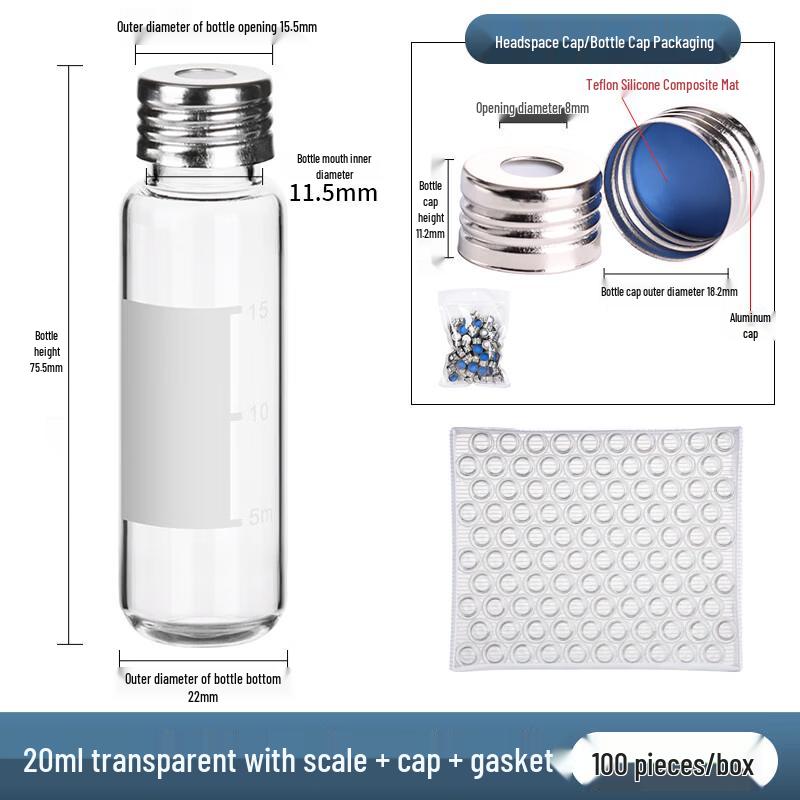 20ml Graduated Transparent Glass Headspace Vials