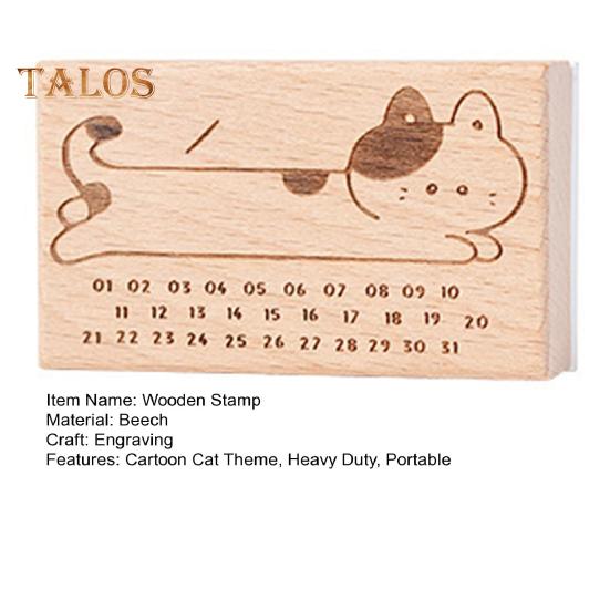 Kreskówkowy Kot Stempel Planera DIY Scrapbooking Tygodniowy Miesięczny Harmonogram Planowania Zegar Czasu Kalendarz Codzienna Lista Rzeczy do Zrobienia Dekoracyjne Drewniane Klocki Stempli