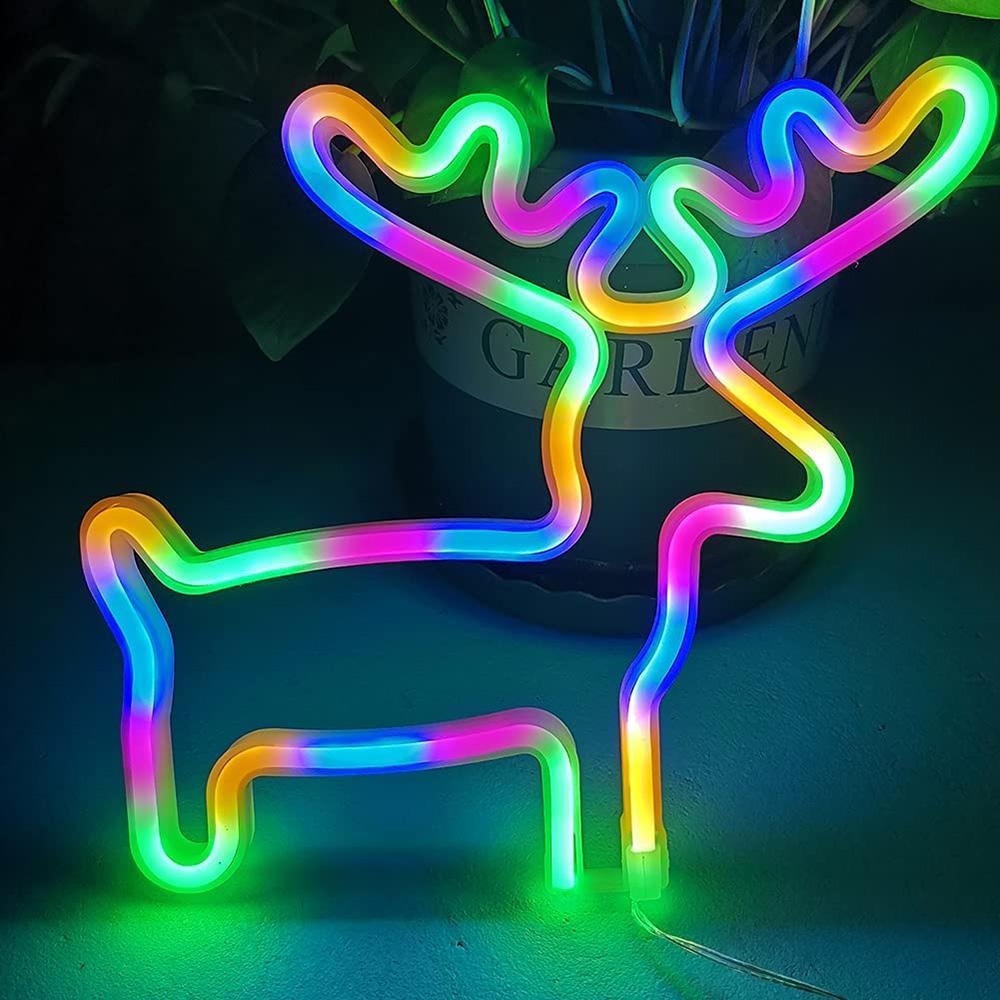 USB/Battery Powered Christmas Neon Sign Jingle Bell Star Snowflake LED Neon Night Light Indoor Home Xmas Party Wall Decoration