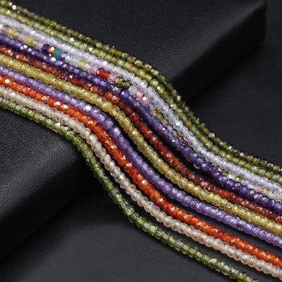 Facettierte Perlen aus Naturstein, Zirkon, kleine Perlen, 2 mm, Charms für Schmuckherstellung, DIY-Halskette, Armband, Ohrringe, Zubehör