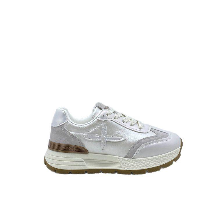 Small inner height increase women's spring and autumn sports versatile platform white shoes