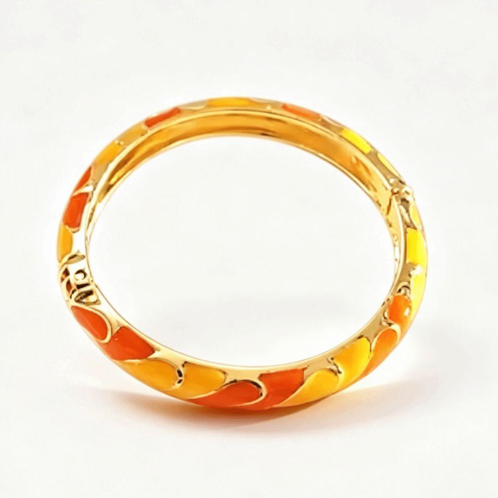 Bracciale Bangle Smalto Gocciolato Fiore Colorato Smalto Bangle Smalto Cloisonné Donna