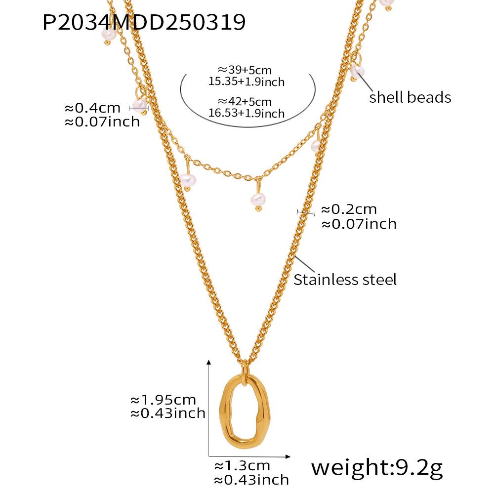 Qiong Yao European American Fashion Pearl Flower Multi-layer Necklace with Light Luxury Design and Stainless Steel Clavicle Chain