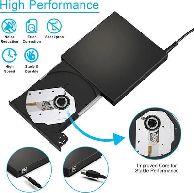 Slim External Optical Drive USB 2.0 DVD Combo DVD ROM Player CD-RW Burner Writer Plug and Play for Macbook Laptop Desktop PC