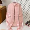 Schoolbag: Korean style cherry blossom peach pink with creamy strawberry kitten, academy style, multi-layered backpack for middle and high school 