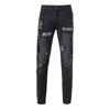 Jeans aderenti a gamba piccola con logo nero a buchi, nuovi per la primavera e l'autunno da uomo