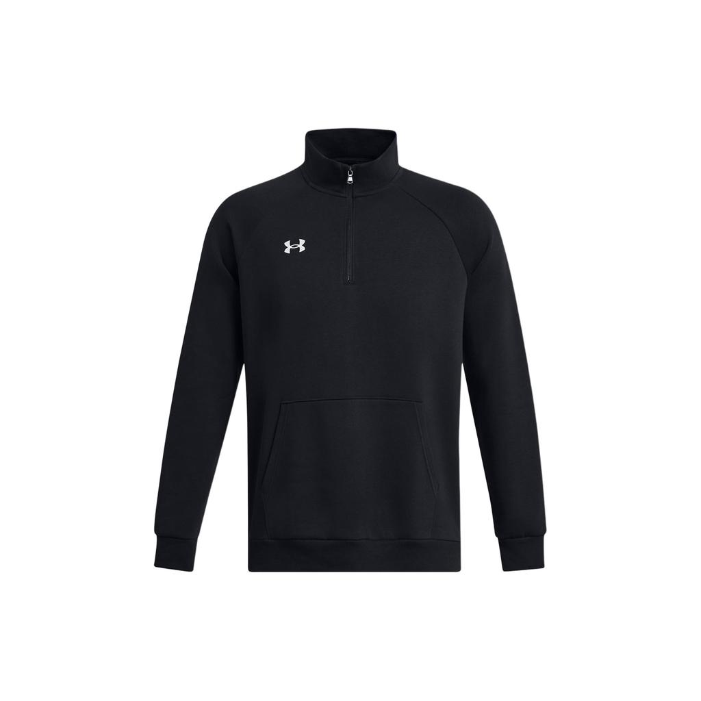 Under Armour UA Rival Mock Neck Logo Print Loose Fit Raglan Long Sleeve Sweatshirt Men Sweatshirt Black 1386016-001