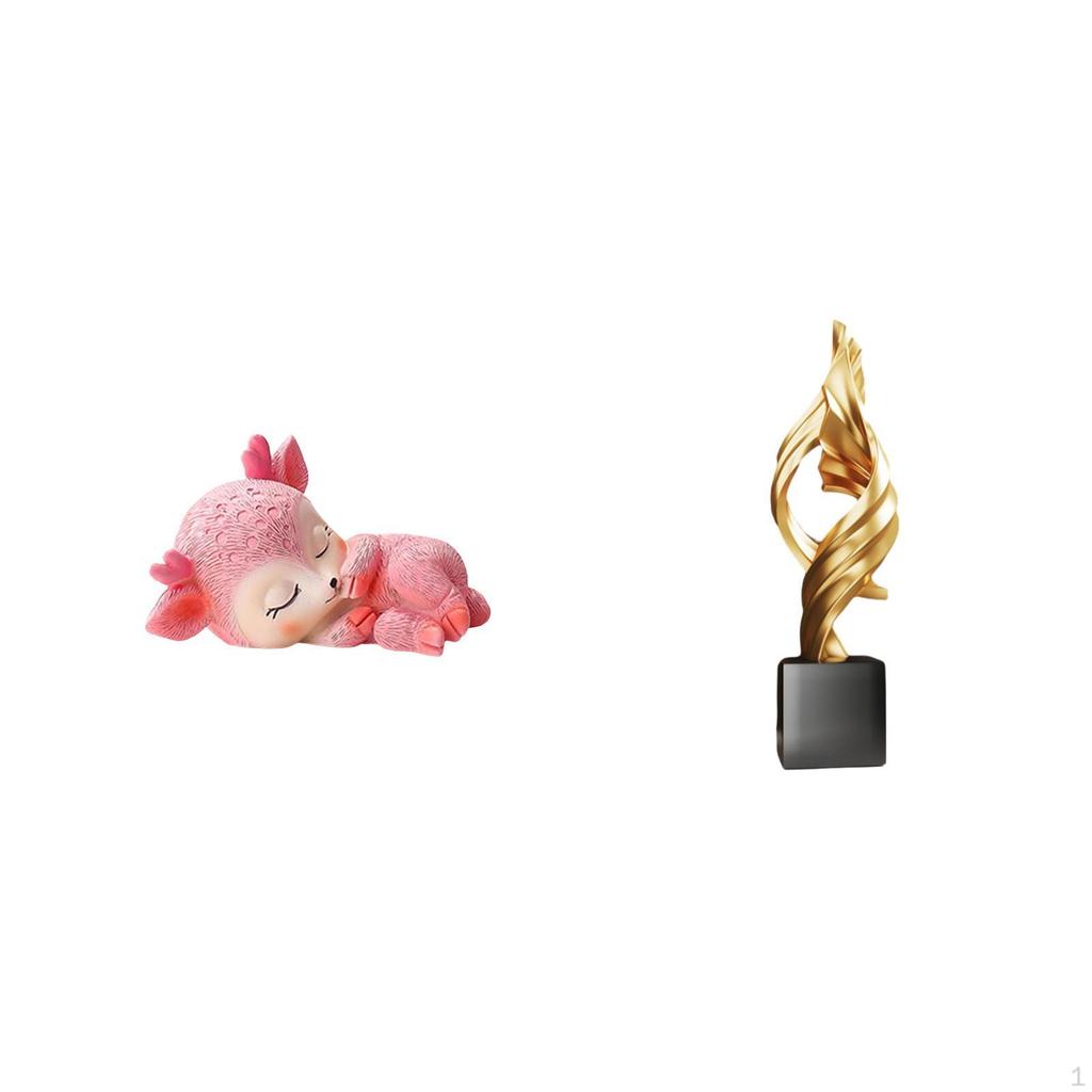Resin Sleeping Deer Figurine Abstract Art Sculpture Tabletop Decoration for Household Kitchen Dining