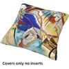 HOSTECCO Wassily Kandinsky Abstract Pillow Covers 18x18 Inch Set of 4 Landscape with Two Poplars The Waterfall Painting Decorative Cushion Covers for