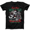 Christmas Santa Claus Playing Guitar World Tour Funny Gift Black T Shirt Summer Mens and Womens Loose and Breathable Tshirt