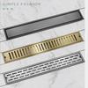 Brushed Rose Gold Floor Drain SUS304 Floor Conceal Drain 30CM/60CM Long Drainage Channel Drain for Hotel Bathroom Kitchen Floor