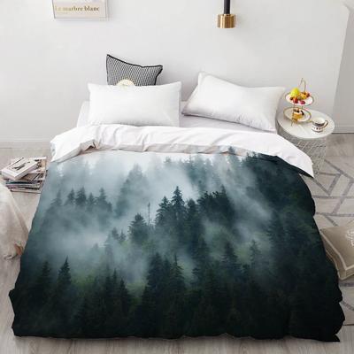 Naturlandschaft Bettbezug King/Queen Größe 3D Naturtinte Malerei Berg Bettwäscheset Wald Fluss Steppdeckenbezug
