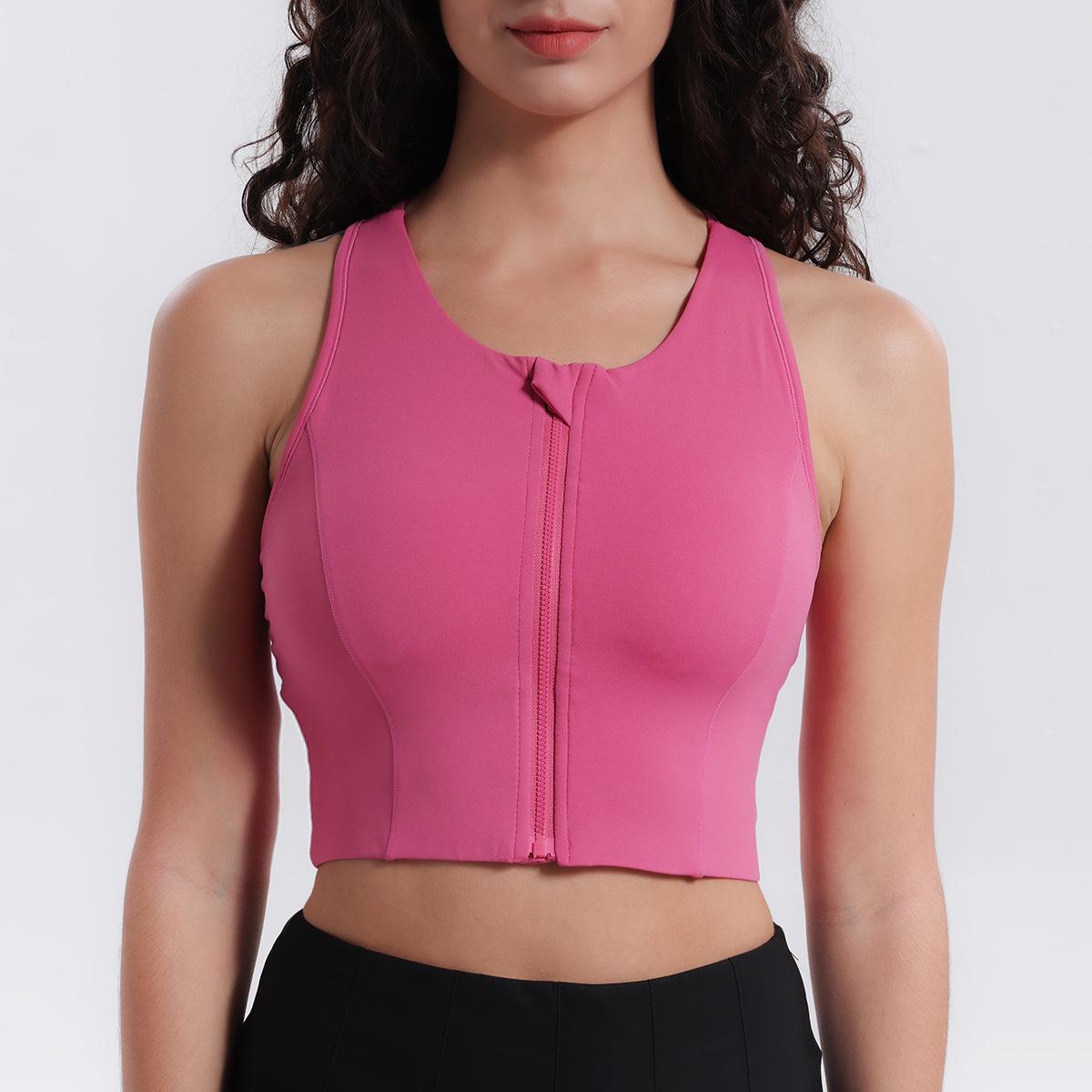 

Спортивный бюстгальтер из лайкры с высокой поддержкой, на молнии спереди и фиксированными чашками L