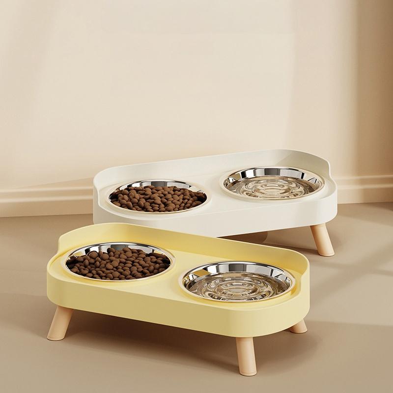 Double Stainless Steel Pet Bowl: Raised Non-slip Feeder, Anti-slip Design for Smooth Meals for Cats and Dogs