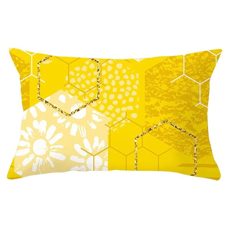 Yellow Geometric Living Room Bedroom Office Pillowcase Rectangular Cushion Cover Home Decor