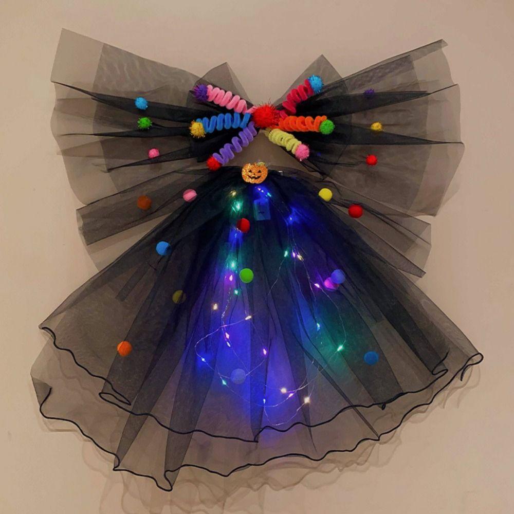 Gothic Style Luminous Head Crown Lace Veil Rose Hair Hoop Halloween Veil Headband  Holiday Decor