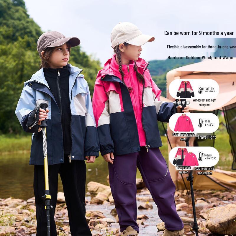 Montagut Kids 3-in-1 Waterproof Fleece-Lined Hooded Jacket