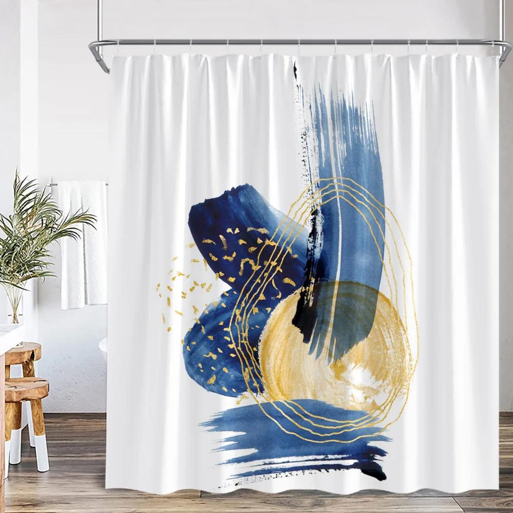 

Современная абстрактная геометрическая шторка для душа, красочный квадратный неправильный узор, украшение для ванной комнаты, скандинавская полиэстеровая шторка для душа W90xH180cm