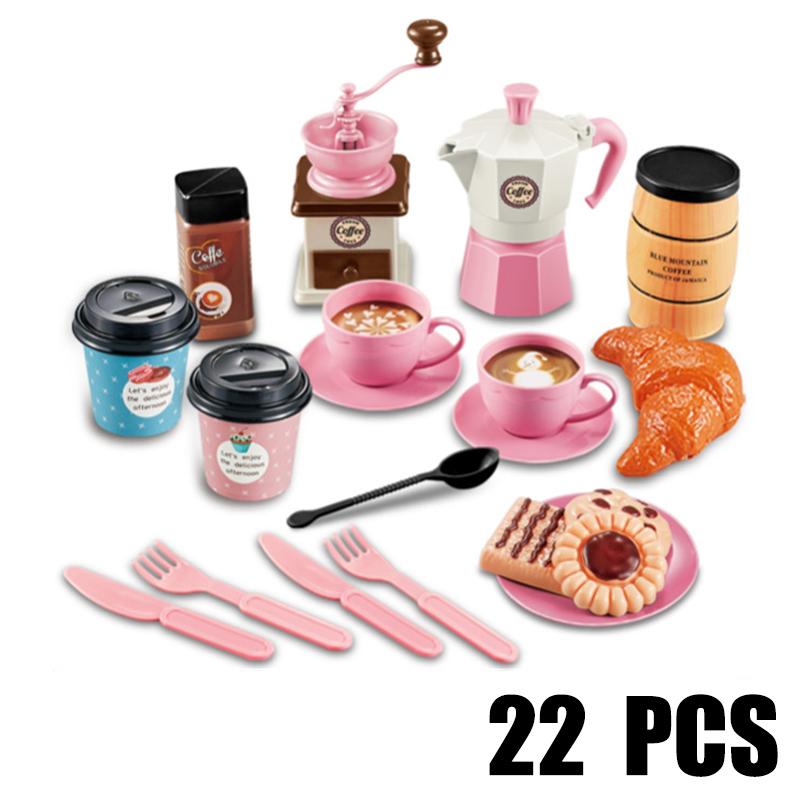 Afternoon Tea Toy Kit Gifts Pretend Playing Ideal For Boys and Girls Kids Playing House Toy Simulation Coffee Machine Cake Table Snack