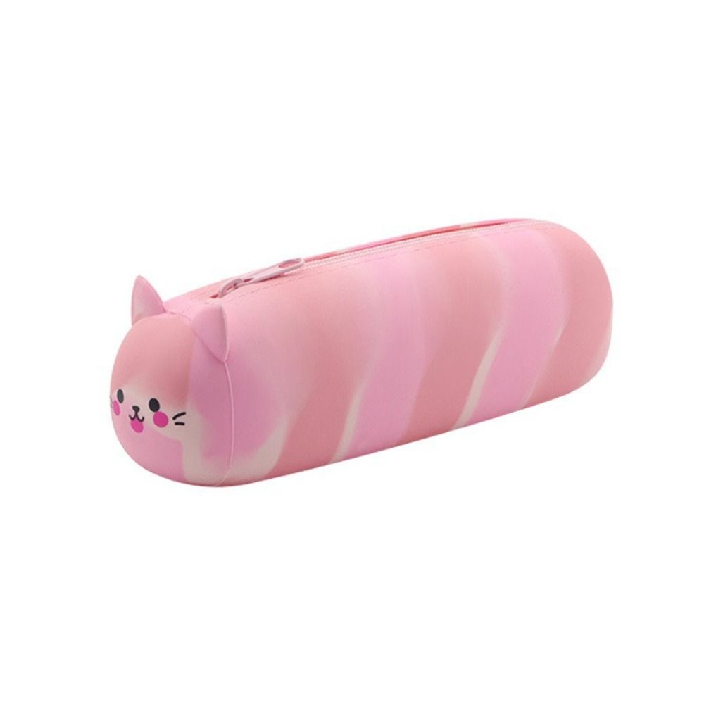 Soft Stationery Box Cartoon Animal Pouch Bag Cute Silicone Pencil Case  School