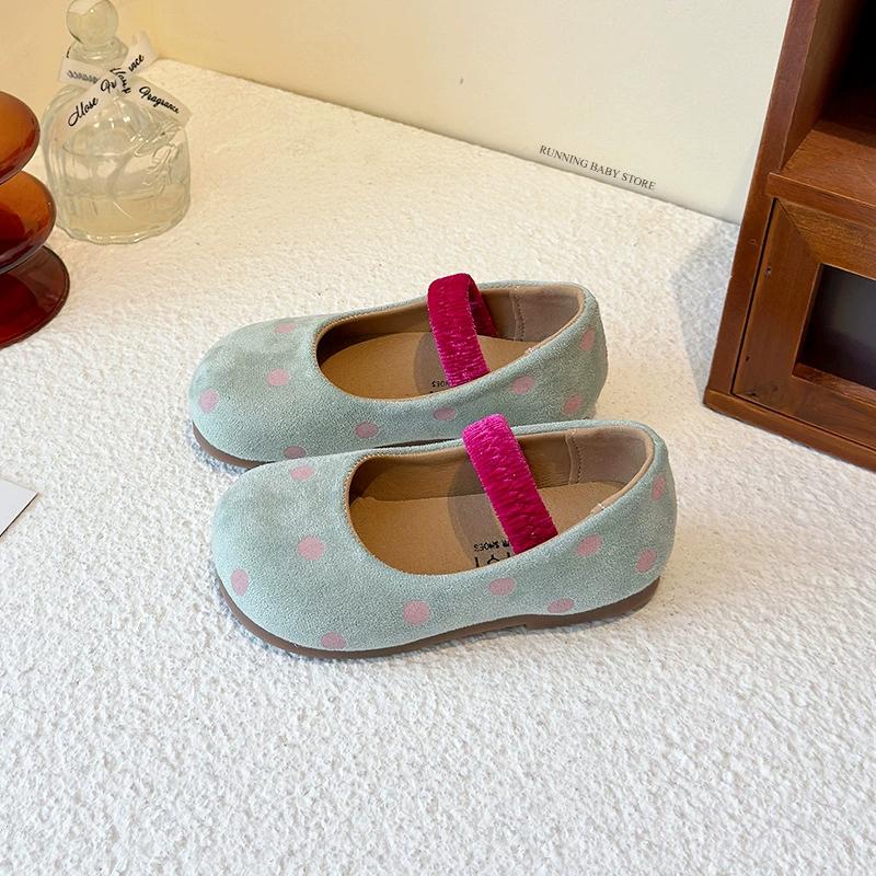 

Cute Polka Dots Shallow Suede Moccasins Shoes Girls Ballerina Slip on Round Toe Elastic Band Flats Shoes Child Size 21-38 I03202 21 зелений