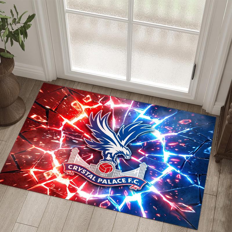 Crystal Palace Football Design Crystal Velvet Carpet Cozy Non?Slip Printed Rug For Bedroom Living Room Entrance