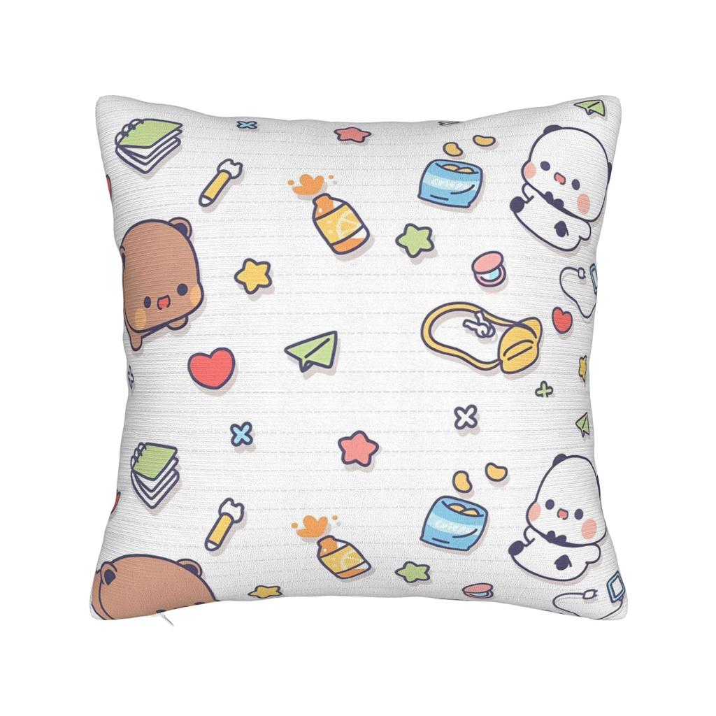 Bubu and Dudu Square Pillow Case Panda And Brownie Bear Couple Cushion Cover Awesome Decorative Pillowcase for Sofa