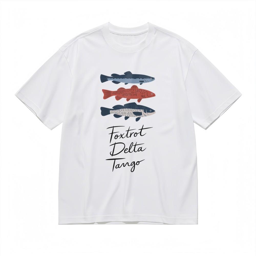 

Men s Breathable Slight Stretch Comfy Classic T-Shirt Fish Graphic Design Tee M