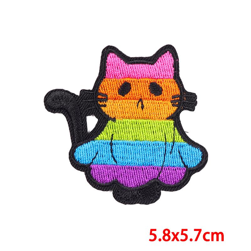 Rainbow Series Patch Iron On Patches For Clothing Stickers Cartoon Animal Embroidery Patch On Clothes Fusible Decorate Badges