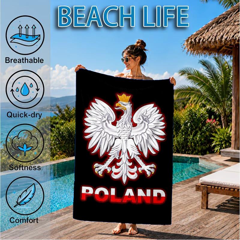 Eagle Of Poland: Symbolic Strength Beach Towel, Quick-drying, Easy To Care For, Suitable for Both Fitness and Beach Vacations,Sports Essential