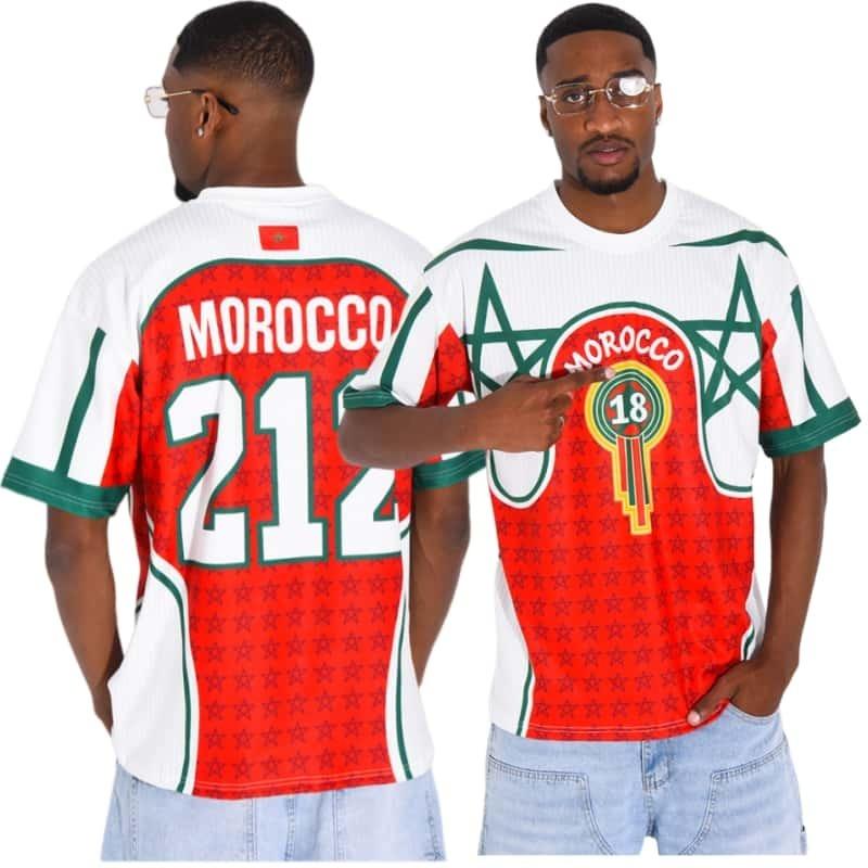 2026 Nieuw Marokko-thema Shirt, Color Block Davidster Print Nee. 18 & 212 Ademend Casual T-shirt met Korte Mouwen voor Unisex Fans