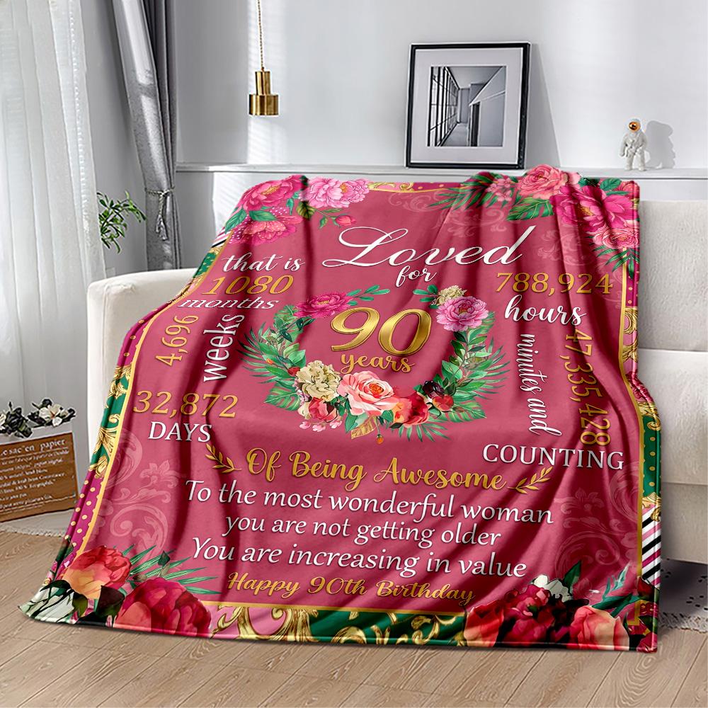 90. Geburtstag Flanelldecke - Weich und geeignet für Sofas, Betten, Büros, Reisen, alle Jahreszeiten, tolles Geschenk für Feiertage und Geburtstage.