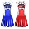 2 Pcs/Set Cheerleader Performance Outfit Sleeveless Top Skirt Set High School Glee Club Girl Cheerleading Costume Varsity Cheerleader Dress Uniform