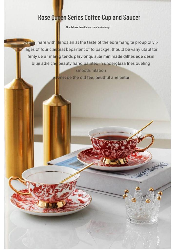Europäische Leichte Luxus Rose Elegante Knochenporzellan Kaffeetassen - Nischen Ins Stil