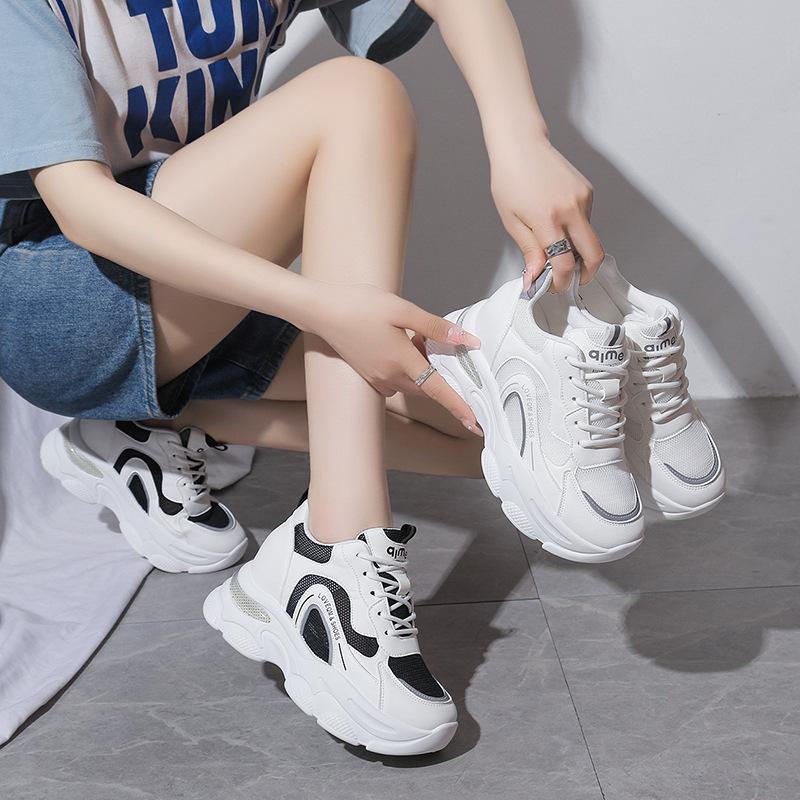 Innere Höhenzunahme Dad Shoes Damen Frühling und Herbst 2025 neu vielseitig kleinlich dicksohlig atmungsaktiv lässig Sport kleine weiße Schuhe