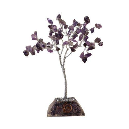 Amethyst Crystal Tree with Orgonite Base, 80 Gemstones