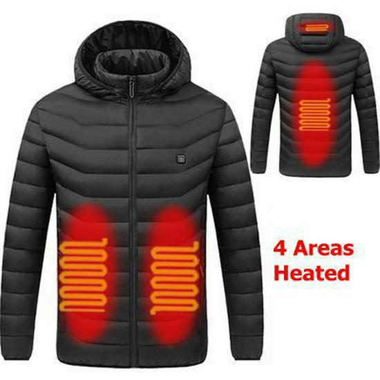 USB-Rechargeable Heated Winter Jacket - Men's 2/4/9-Piece Smart Heating Cotton Coat